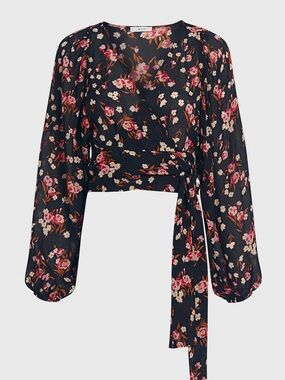 A.L.C Silk Floral Wrap Top 0